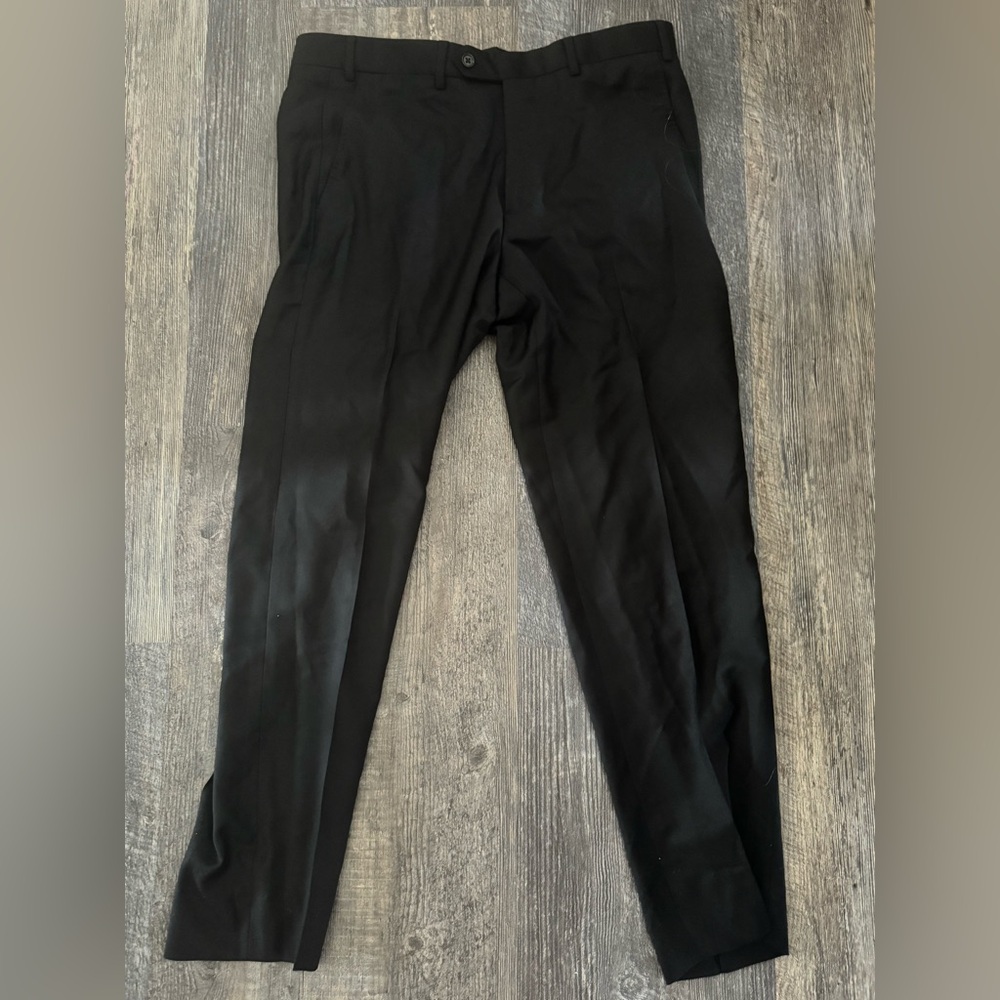 Emporio Armani Black Flat‎ Front Formal Tuxedo Wool Dress Pants 40 US